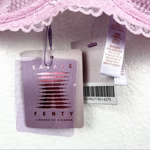 SAVAGE X FENTY Floral Lace Unlined Bra in Unicorn Lavender Pink, Size 36D, NWT! - Picture 3 of 7